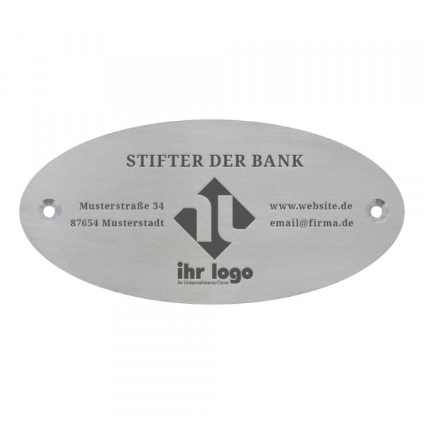 Bild von   bankschild aus edelstahl ovaljpg | fotogeschenkideende 🎀 Geschenke mit eigenem Foto Motiv o Text