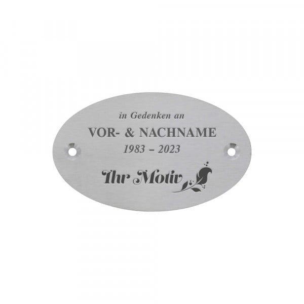 Bild von   gedenkschild aus edelstahl ovajpg | fotogeschenkideende 🎀 Geschenke mit eigenem Foto Motiv o Text