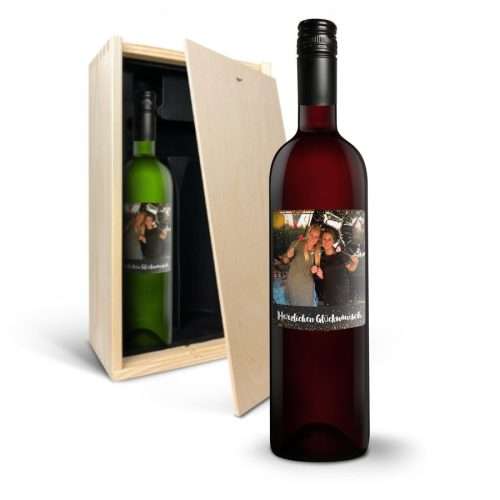Wein Geschenkset Belvy Weiß&Rot mit personalisiertem Etikett