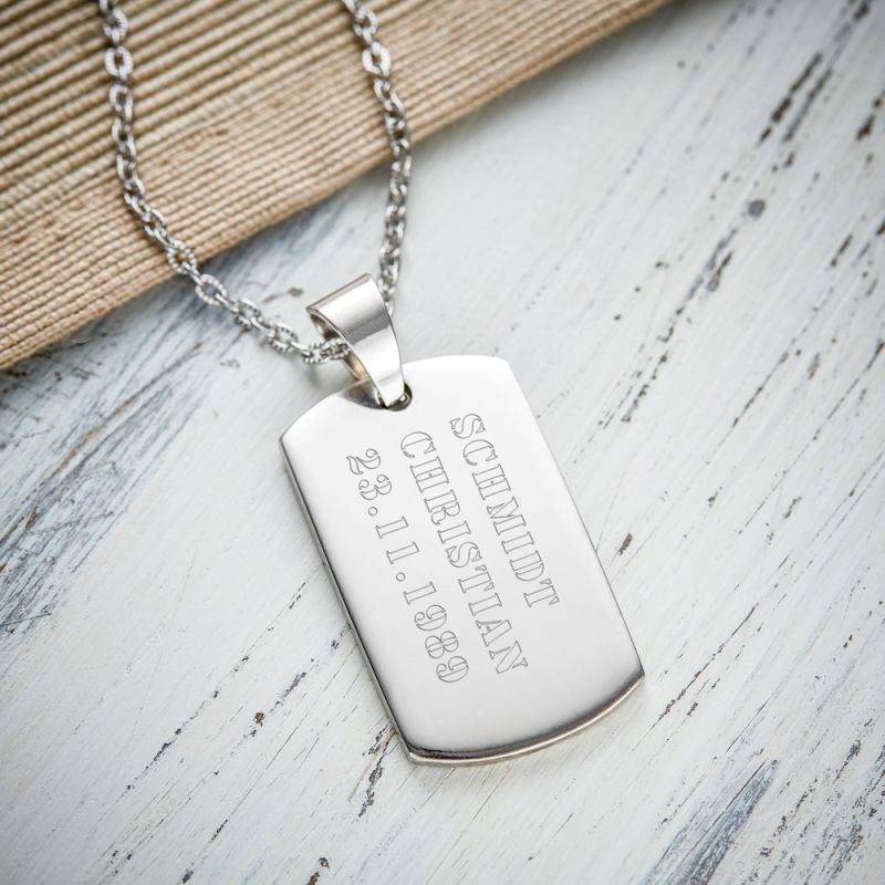 Bild von   dog tag kette mit gravur armjpg | fotogeschenkideende 🎀 Geschenke mit eigenem Foto Motiv o Text