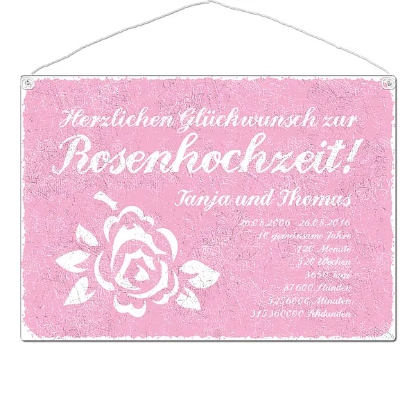 Bild von   schild rosenhochzeit mit wunscjpg | fotogeschenkideende 🎀 Geschenke mit eigenem Foto Motiv o Text