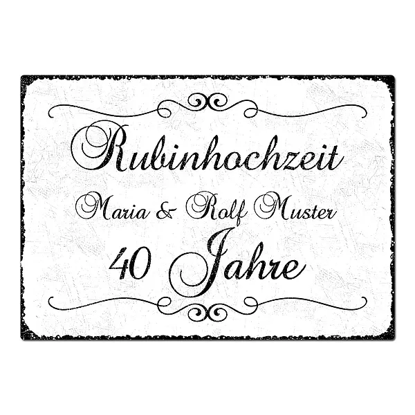 Geschenk zum 40. Hochzeitstag - Schild A4 mit ...