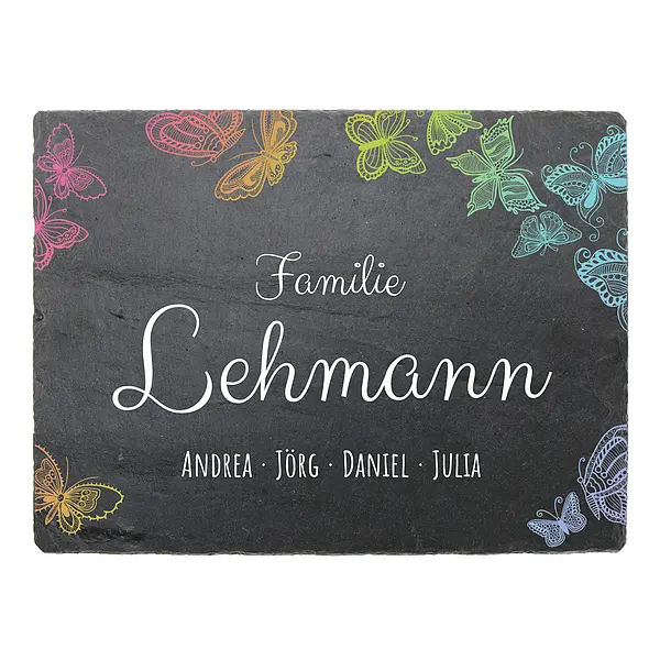 Bild von   farbig bedrucktes schiefertuerjpg | fotogeschenkideende 🎀 Geschenke mit eigenem Foto Motiv o Text