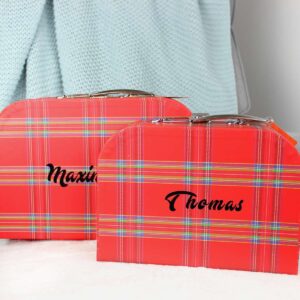 Personalisierbares Kofferset Spielzeugkoffer Schottenmuster