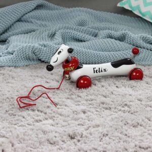 Nachziehtier Hund Toby mit Glocke und Wackelschwanz