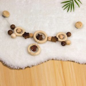 Personalisierbare Kinderwagenkette Mond und Sterne