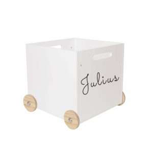 Personalisierbare Aufbewahrungsbox mit Rollen