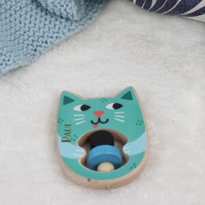 Personalisierbare Babyrassel Katze