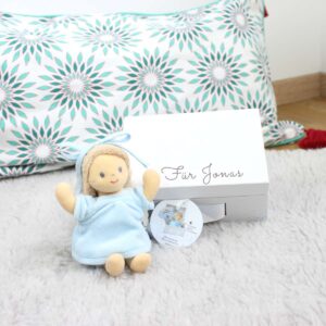 Kleine Spieluhr Schutzengel personalisierbar blau