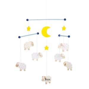 Holz-Mobile Schafe und Sterne personalisierbar