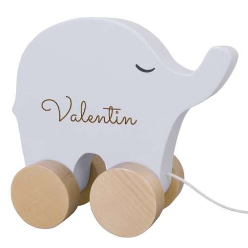 Nachziehtier Elefant aus Holz mit Personalisierung
