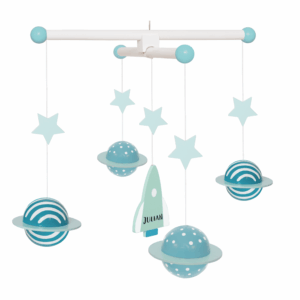 Holz-Mobile Rakete personalisierbar