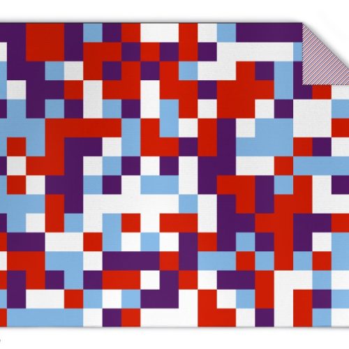 Strickdecke 4-farb Pixel Muster