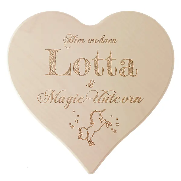 Bild von   holzherz mit namen und einhornjpg | fotogeschenkideende 🎀 Geschenke mit eigenem Foto Motiv o Text
