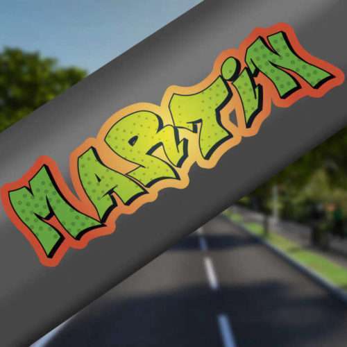 Wandtattoo Jugendzimmer Fahrrad Graffiti personalisierter Name