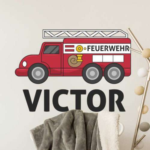 Personalisierter Aufkleber personalisiertes Feuerwehrauto