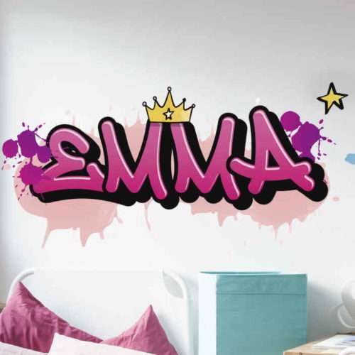 Personalisierter Aufkleber Graffiti für Mädchen