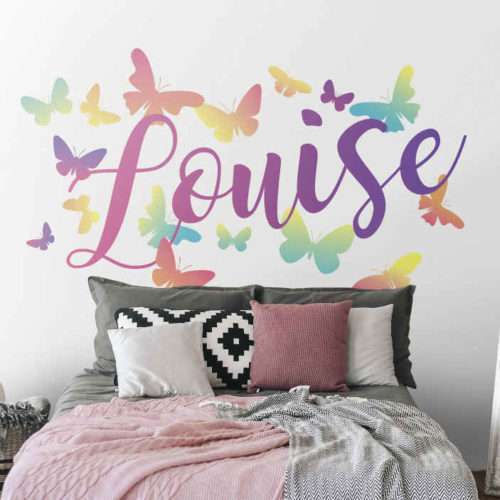 Personalisierte Sticker Farbverlaufsschmetterlinge mit Namen