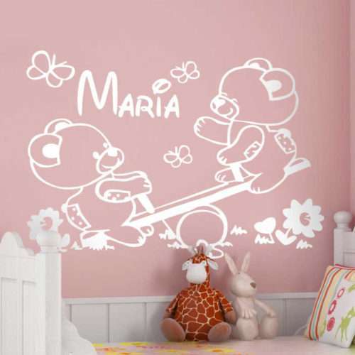 Personalisiertes Bärchen Wandtattoo