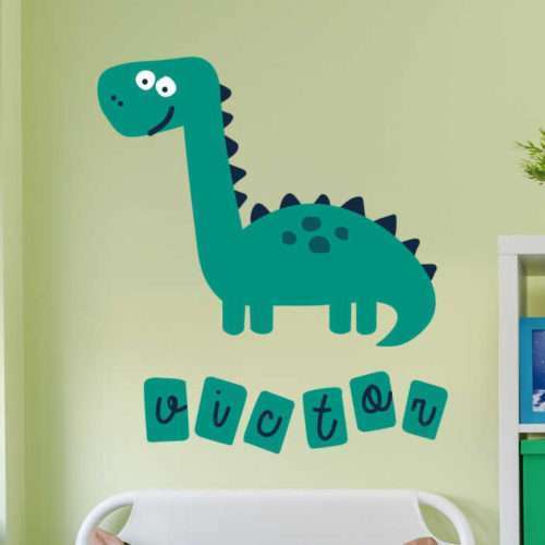 Personalisiertes Wandtattoo grinsender Dino