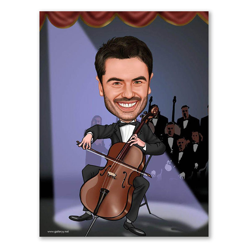 Bild von   erstellung karikatur cellistjpg | fotogeschenkideende 🎀 Geschenke mit eigenem Foto Motiv o Text