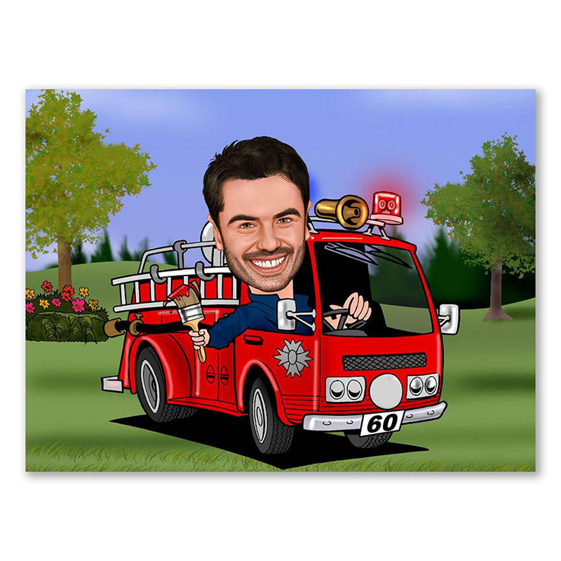 Bild von   erstellung karikatur feuerwehrjpg | fotogeschenkideende 🎀 Geschenke mit eigenem Foto Motiv o Text