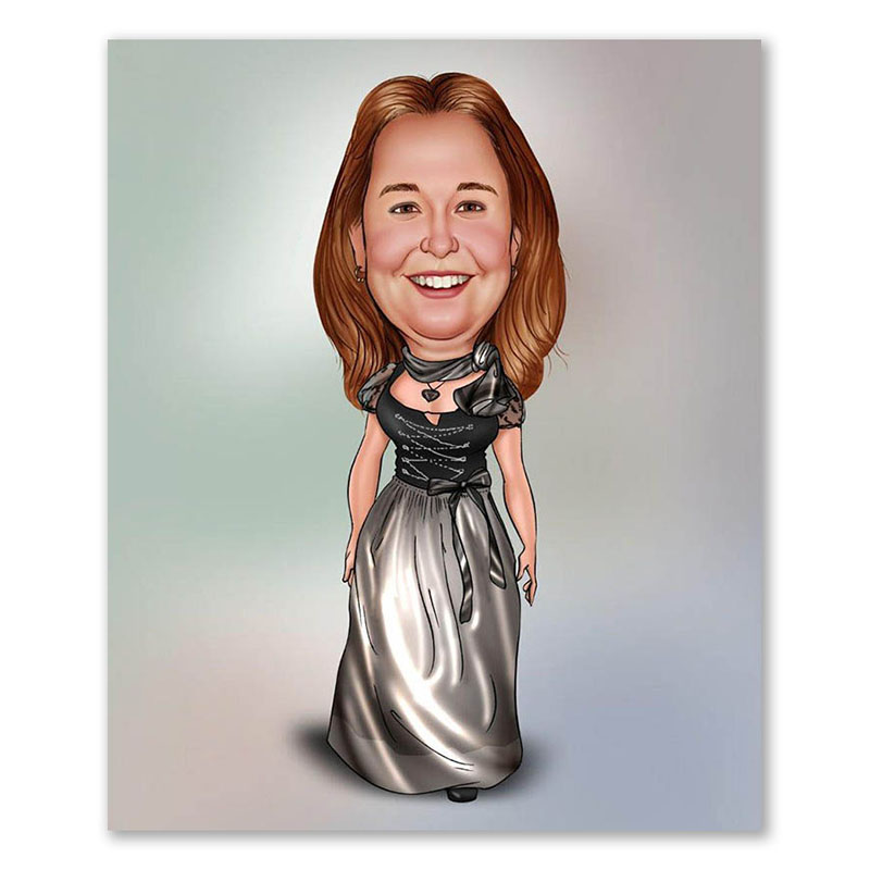 Bild von   erstellung karikatur abendkleijpg | fotogeschenkideende 🎀 Geschenke mit eigenem Foto Motiv o Text