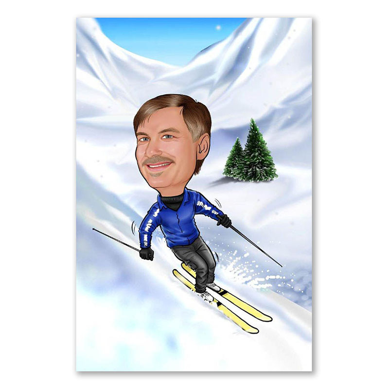 Bild von   erstellung karikatur skifahrerjpg | fotogeschenkideende 🎀 Geschenke mit eigenem Foto Motiv o Text