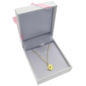 Baby-Fe Kette 925er Silber vergoldet mit Gravur im rosa Etui