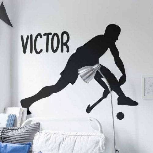 Feldhockeyspieler Wandtattoo mit Namen