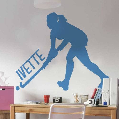 Hockeyspielerin Wandtattoo mit Namen
