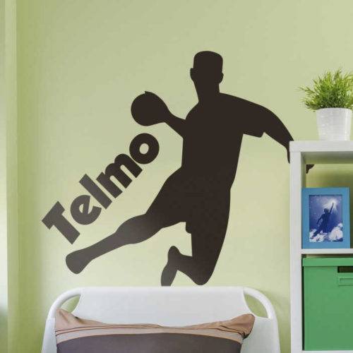 Handball Spieler Silhouette Wandtattoo mit Namen