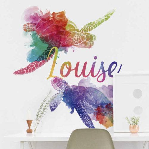 Schildkröten Sticker Bunte Schildkröten mit Namen