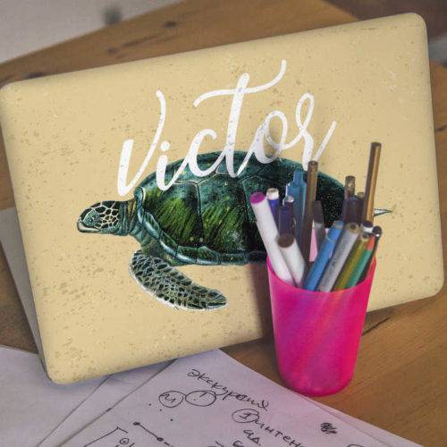 Laptop Sticker Meeresschildkröte mit Namen