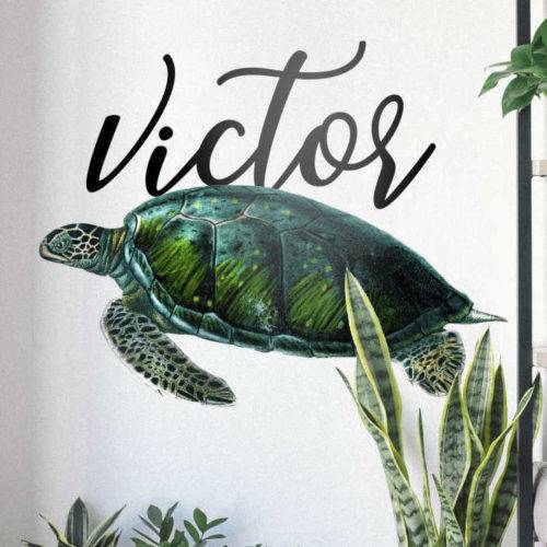 Tier Sticker Meeresschildkröte mit Namen