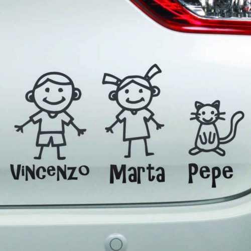 Baby Autoaufkleber Strichmännchen mit Namen