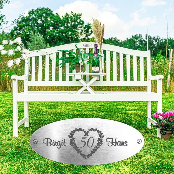 🖉 Bild von 139267-1-goldene-hochzeit-bank-mit-grav.jpg | fotogeschenkideen.de 🎀 Geschenke mit eigenem Foto, Motiv o. Text