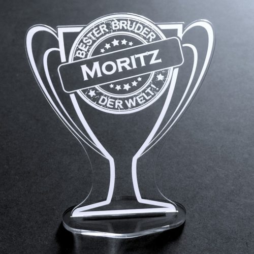 Acryl-Pokal mit Namensgravur Bester Bruder