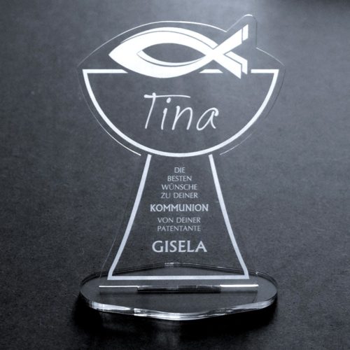 Acryl-Kelch mit Namensgravur Zur Kommunion