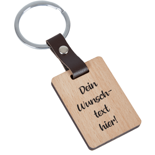 Holz-Schlüsselanhänger mit Gravur -Dein Wunschtext