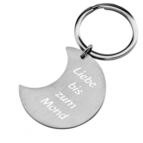 Edelstahl-Schlüsselanhänger Mond mattiert mit Gravur