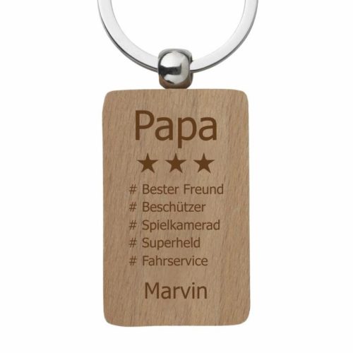 Holz-Schlüsselanhänger mit Gravur Hashtag-Papa