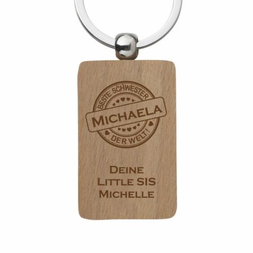 Holz-Schlüsselanhänger Beste Schwester der Welt
