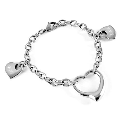 Armband mit 2 massiven Herzanhängern