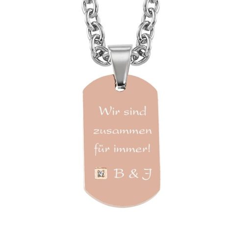 Anhänger mit Gravur Dog-Tag Zirkonia rosegold