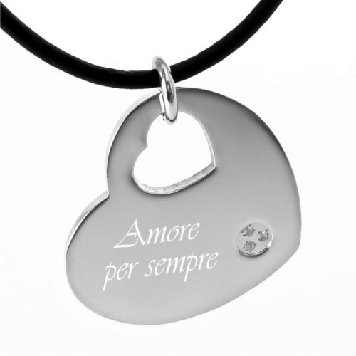 Anhänger mit Gravur Herz +Zirkonia