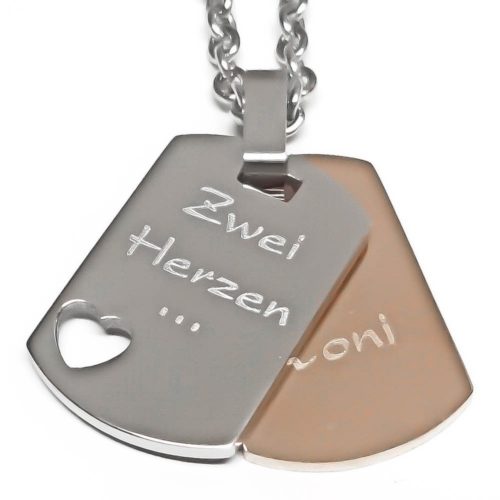 Anhänger mit Gravur Double Cut-Out Heart rosegold