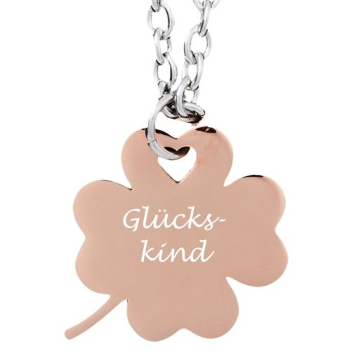 Anhänger mit Gravur Kleeblatt rosegold