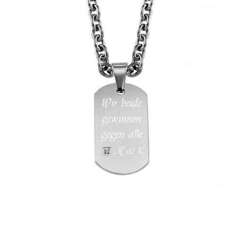Anhänger mit Gravur DogTag Zirkonia silber s