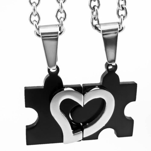 Partneranhänger Puzzle schwarz